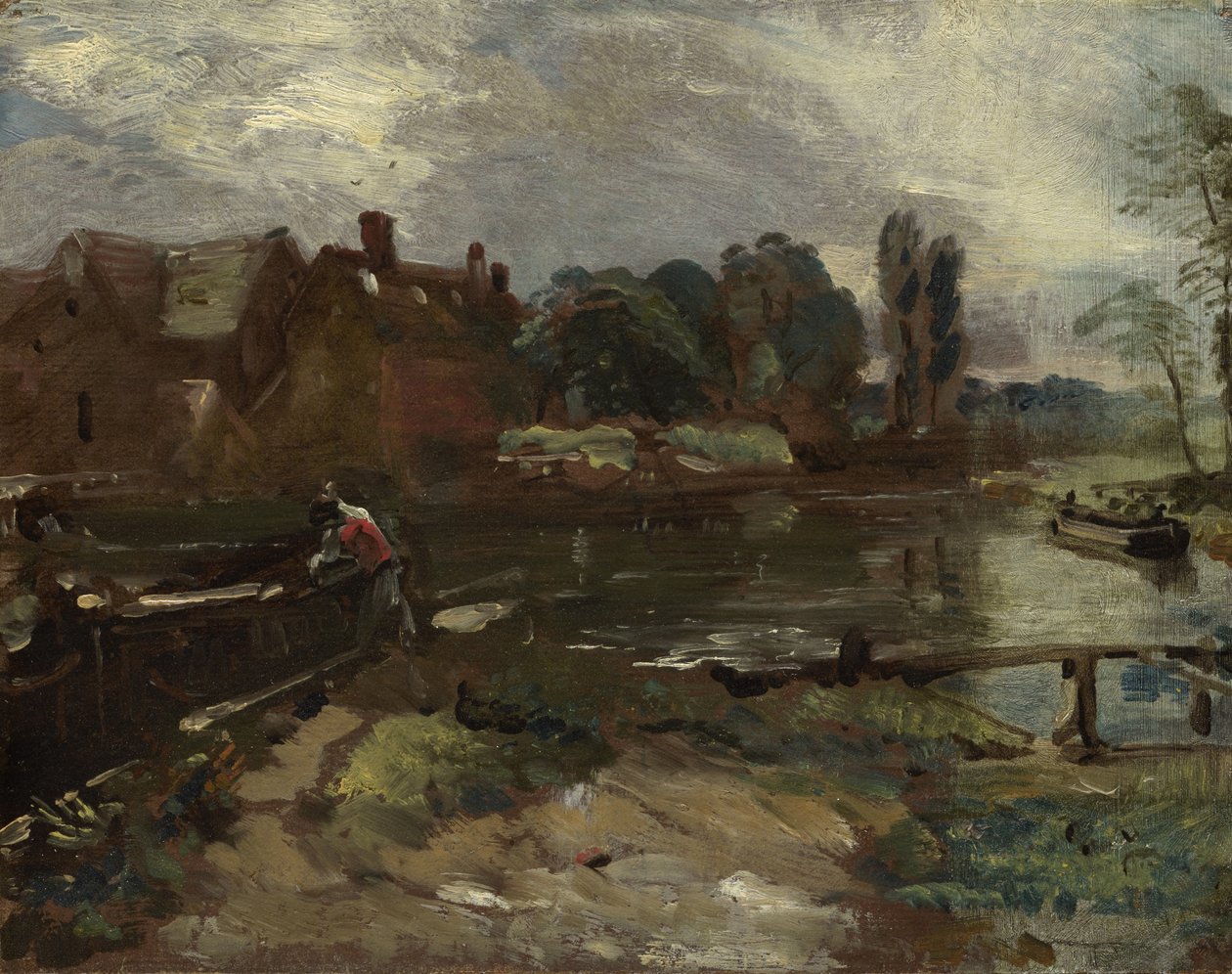 Flatford malom a zsilipből, 1810 körül alkotó: John Constable