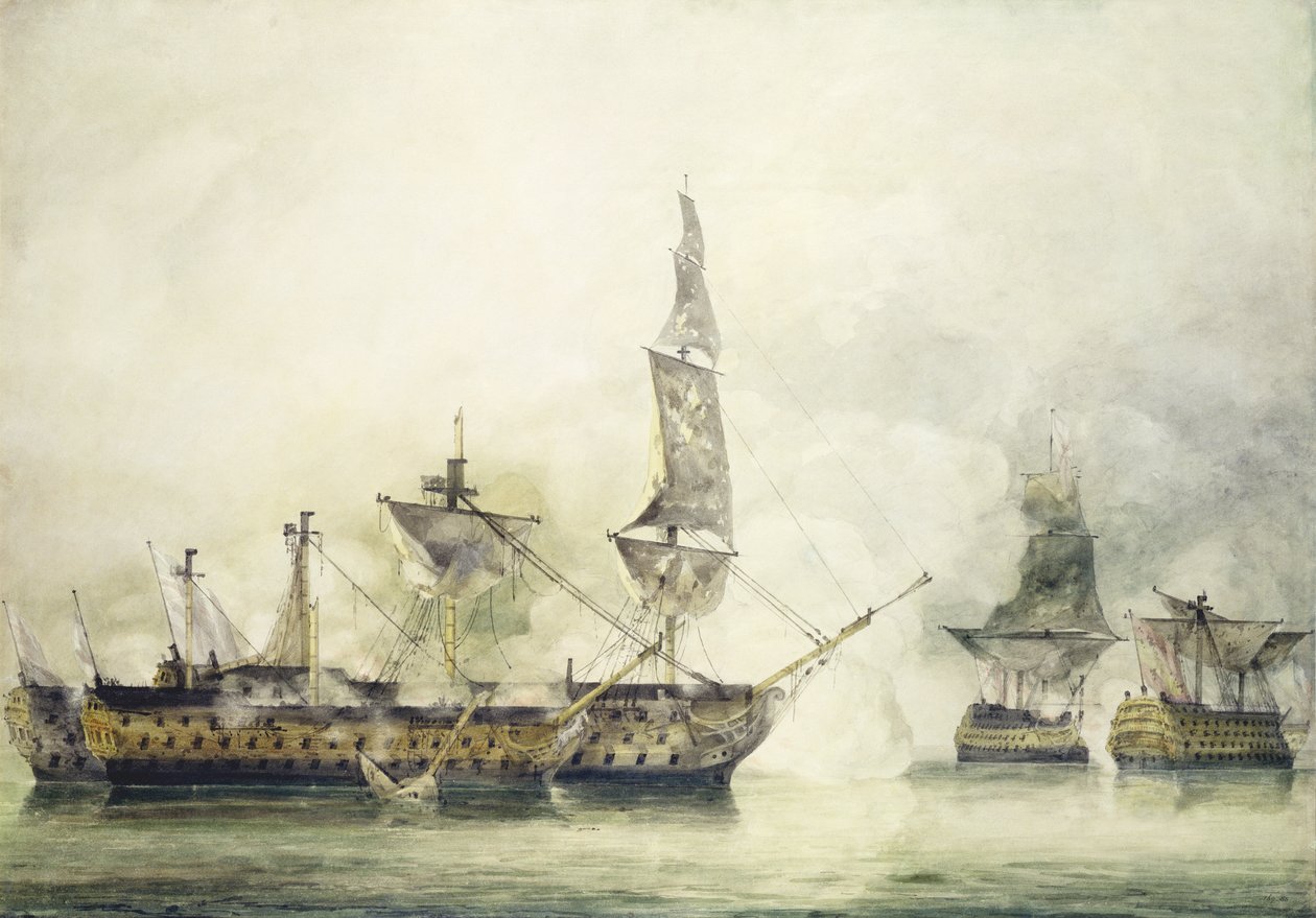 A H.M.S. Victory a trafalgari csatában, 1805, alkotó: John Constable