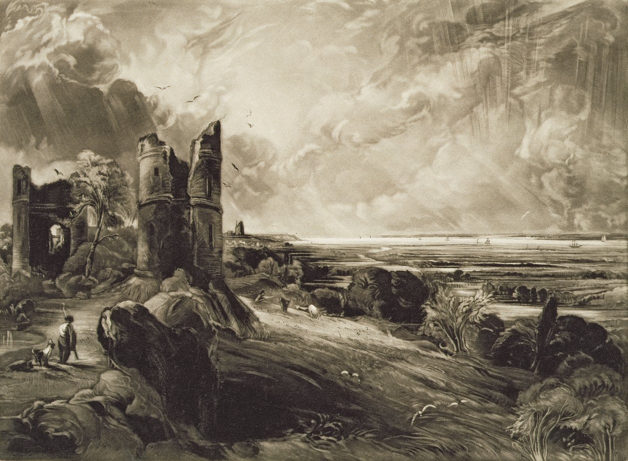 Hadleigh-kastély, metszet: David Lucas (1802-81) 1832 körül (mezzotint rézkarctal) alkotó: John Constable
