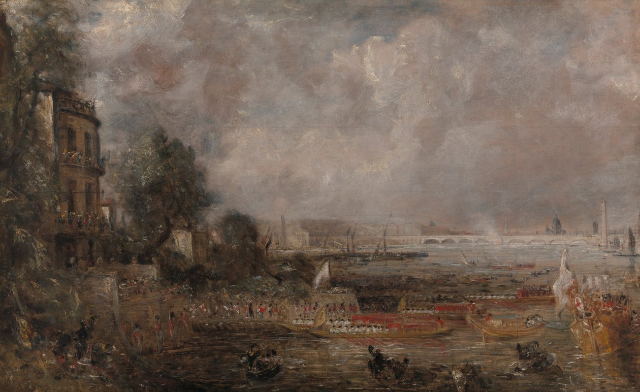 Fél méretű vázlat a Waterloo híd megnyitásához („Whitehall Stairs, 1817. június 18.”) alkotó: John Constable