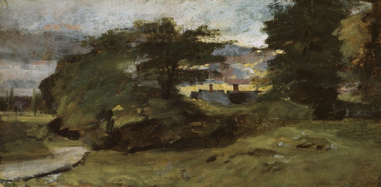Táj kunyhókkal, 1809-10 alkotó: John Constable