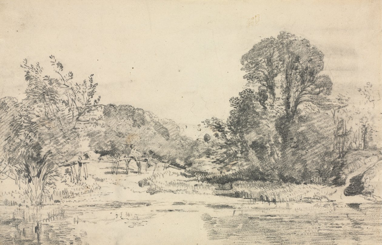 Táj egy tavat körülvevő fákkal alkotó: John Constable