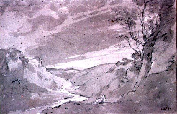 A Dove közelében Buxton, 1801 (ceruza és szépia mosás) alkotó: John Constable