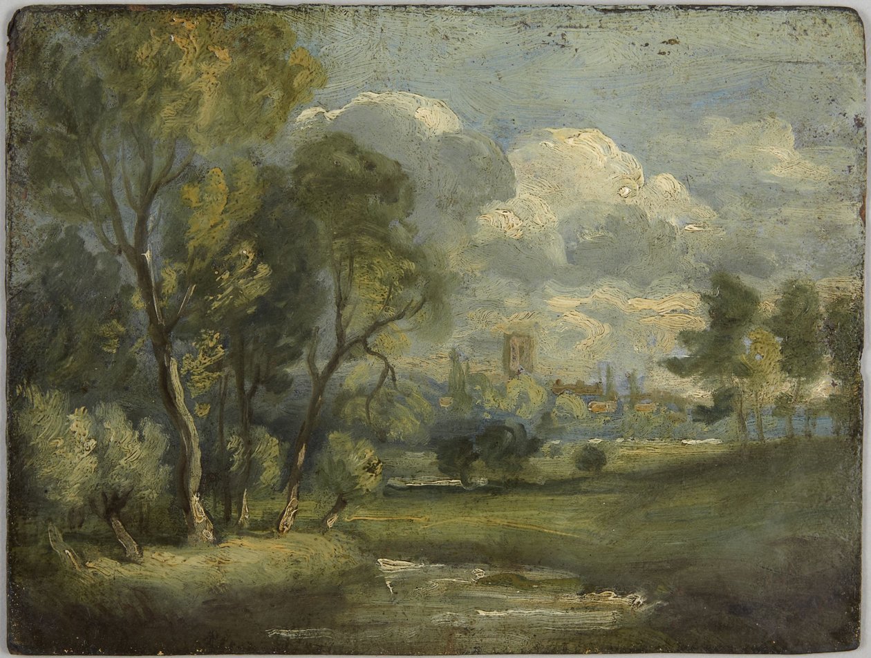 Előoldal: Folyóparti rétek, vázlat; Hátoldal: Fűzfák, vázlat alkotó: John Constable
