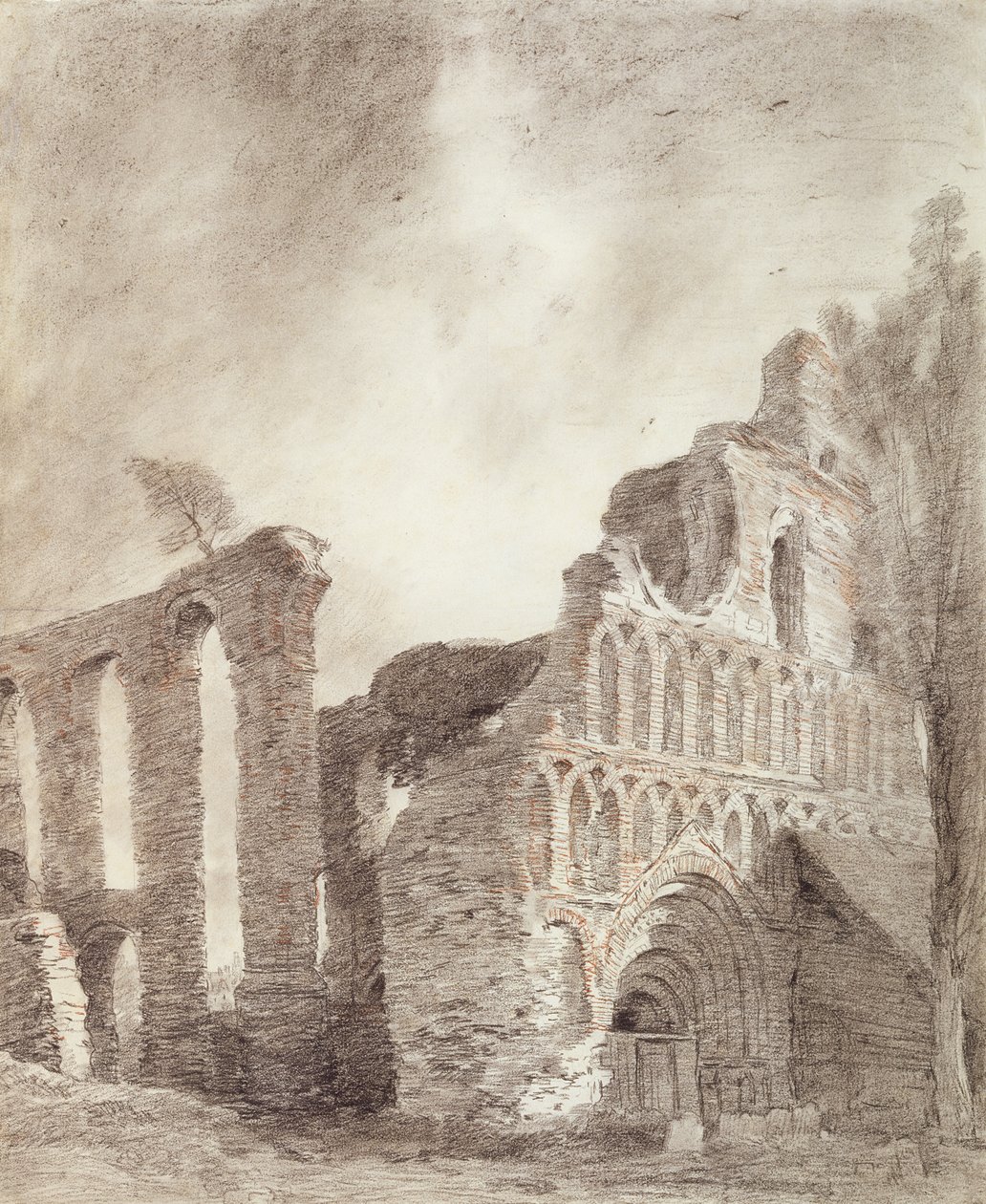 St. Botolph kolostorának romja, Colchester, 1809 körül (kréta és ceruza papíron) alkotó: John Constable