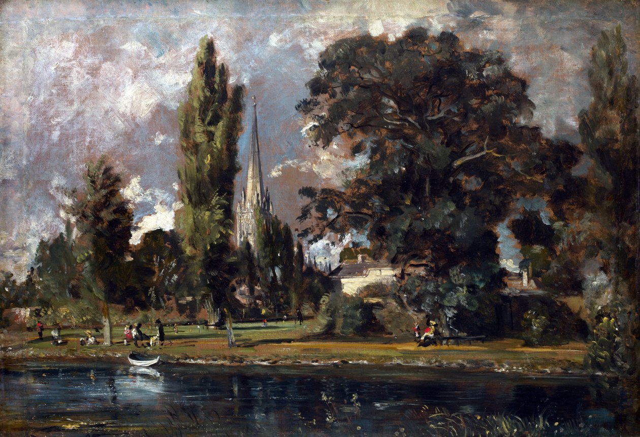 Salisbury katedrálisa és Leadenhall az Avon folyótól, 1820 alkotó: John Constable
