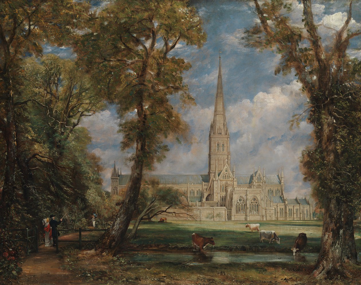 Salisbury katedrális a Bishops Groundstól, kb. 1825. alkotó: John Constable