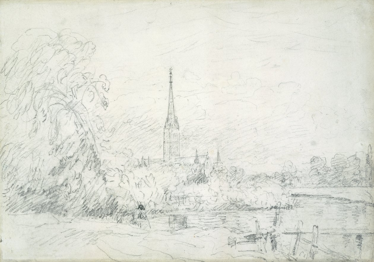 Salisbury katedrális északnyugatról, 1829 (grafit papíron) alkotó: John Constable
