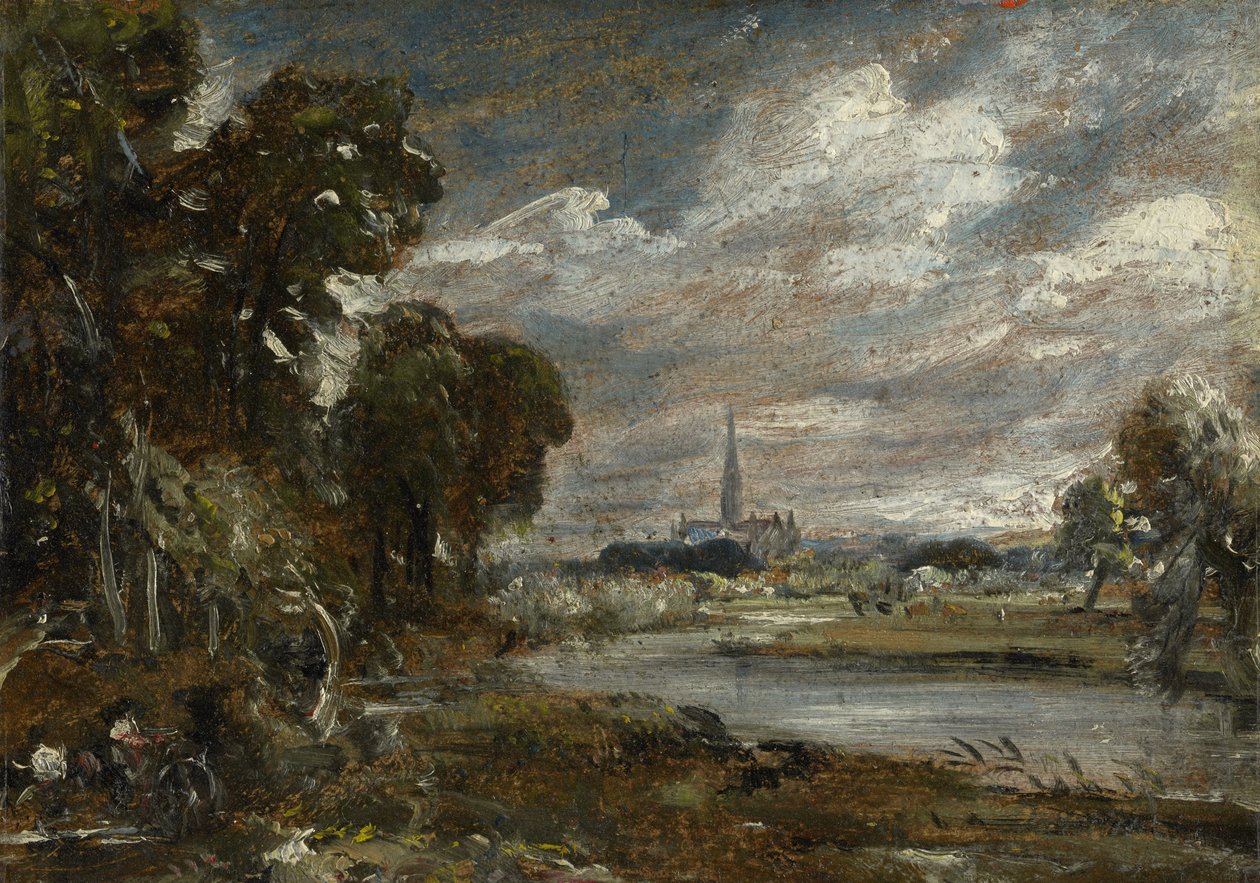 Salisbury katedrálisa a Nadder folyótól, 1829 körül alkotó: John Constable