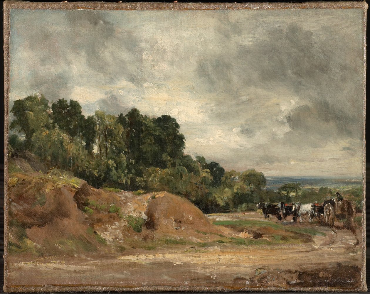 Homokpadok, szekér és lovak a Hampstead Heathen alkotó: John Constable