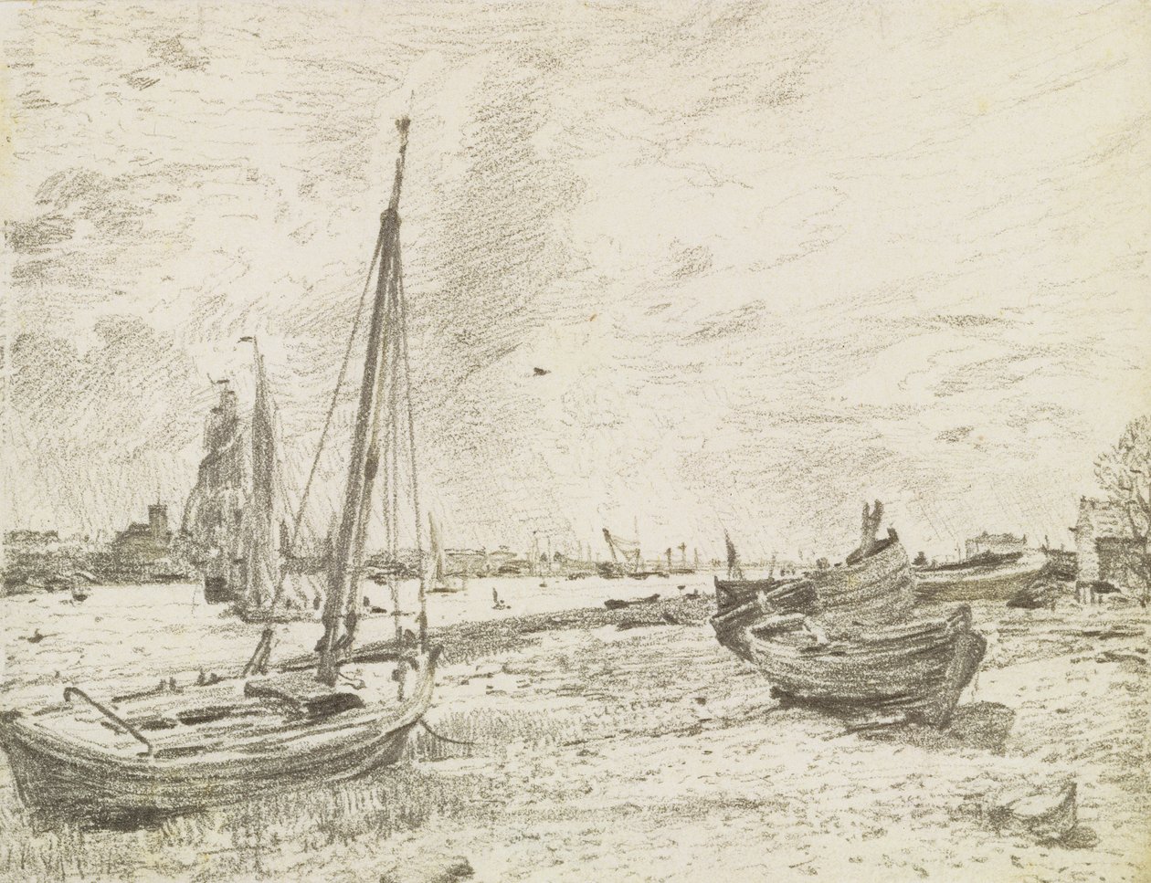 Szállítás a Temzén, 1818 körül (grafit papíron) alkotó: John Constable