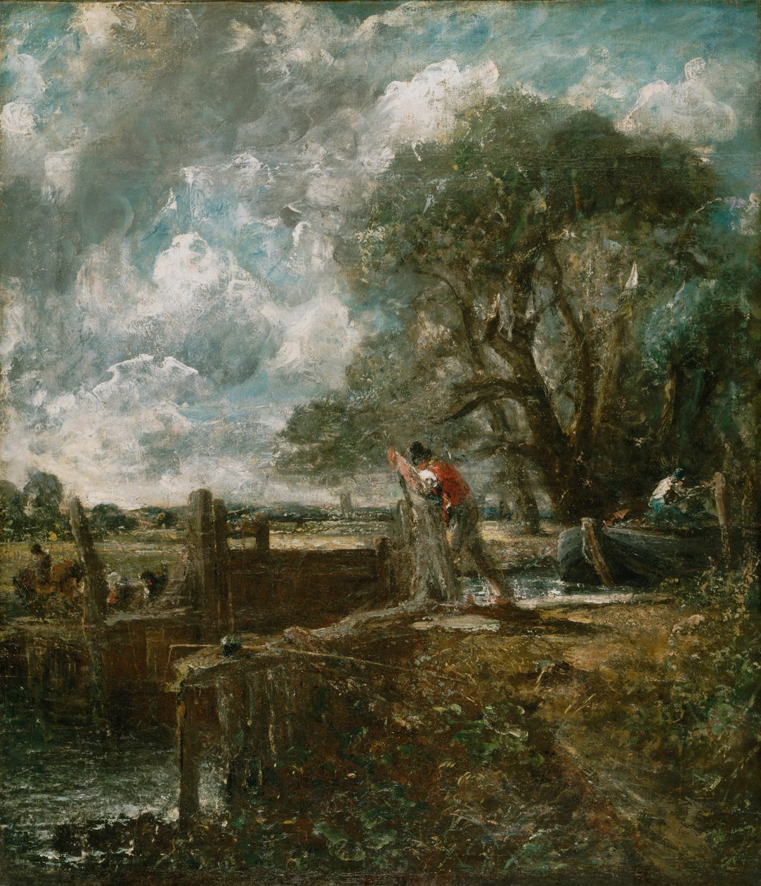 Vázlat az „Egy hajó áthalad a zsilipen” című képhez alkotó: John Constable