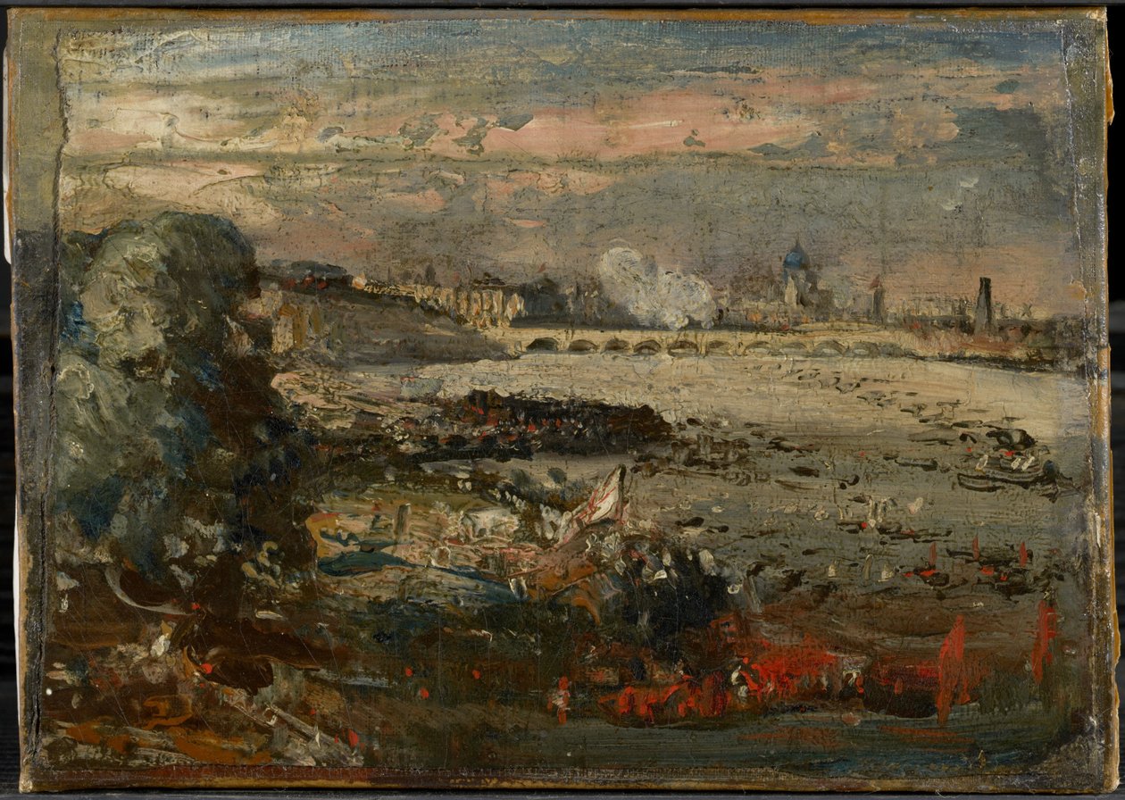 Vázlat „A Waterloo híd megnyitása a Whitehall lépcsőről nézve, 1817. június 18.” című műhöz alkotó: John Constable