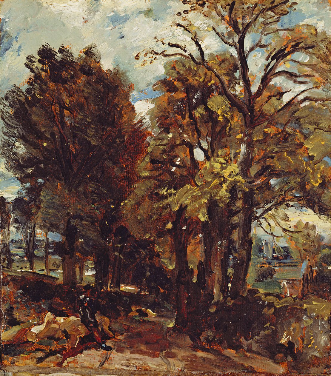 Vázlat egy sávról East Bergholtban, 1810 körül (olaj, papír, vászonra fektetve) alkotó: John Constable