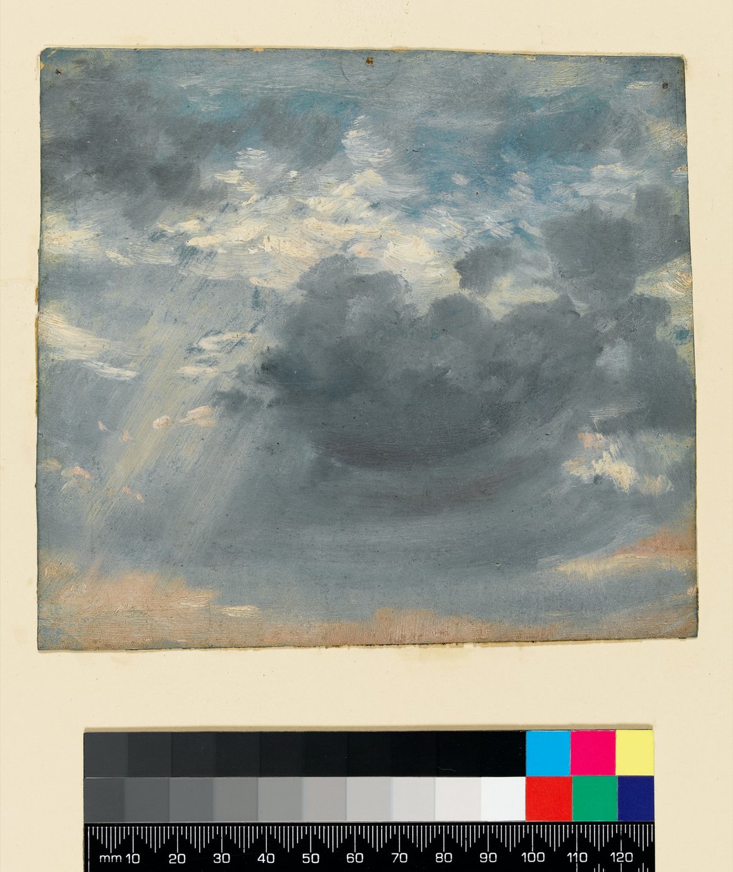Égi tanulmány napfényes tengellyel, 1822 körül (olaj, papír) alkotó: John Constable