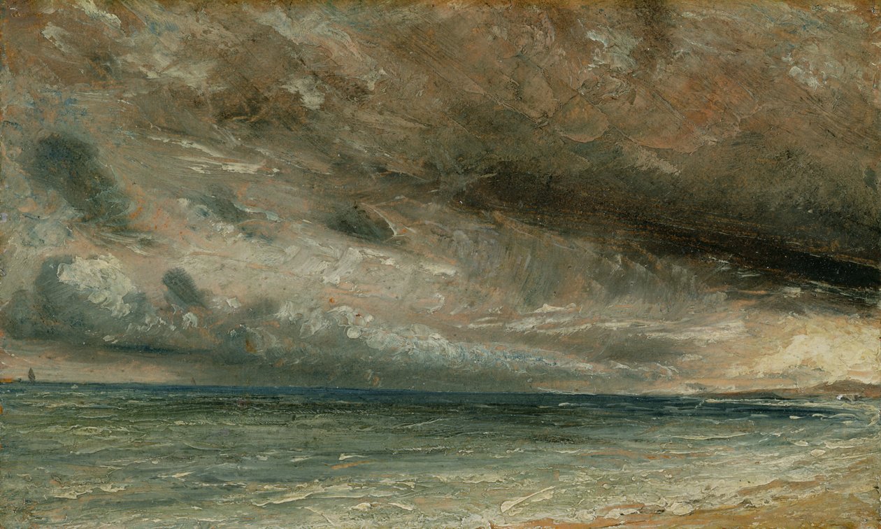 The Coast at Brighton – Viharos este, 1828 körül (olaj, vászonra fektetett papír) alkotó: John Constable