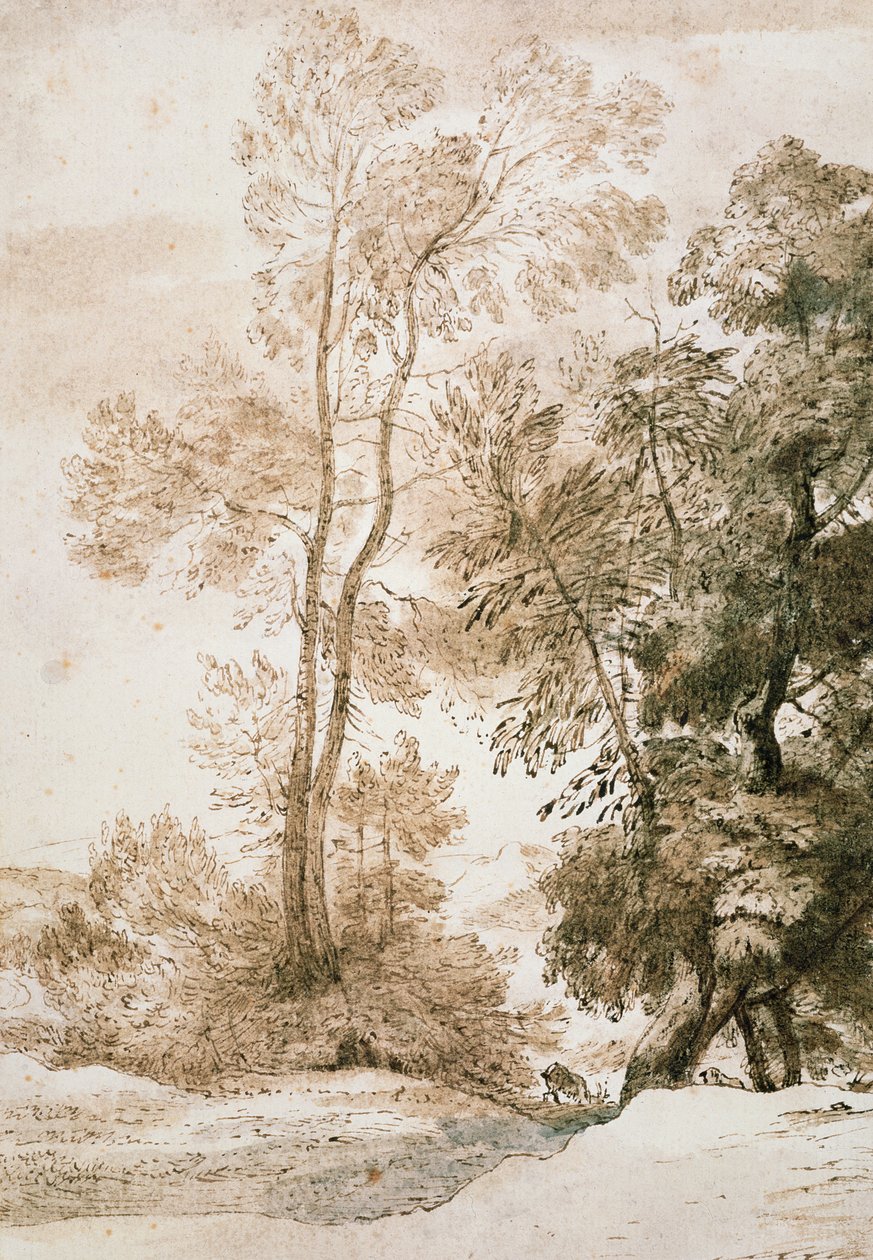 Fák és szarvasok, Claude után alkotó: John Constable