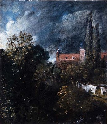 Kilátás a kertben, egy piros ház mögött alkotó: John Constable
