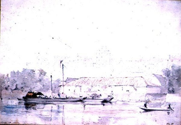 Windsori kastély a folyóról, 1802 (ceruza és vörös kréta és akvarell) alkotó: John Constable