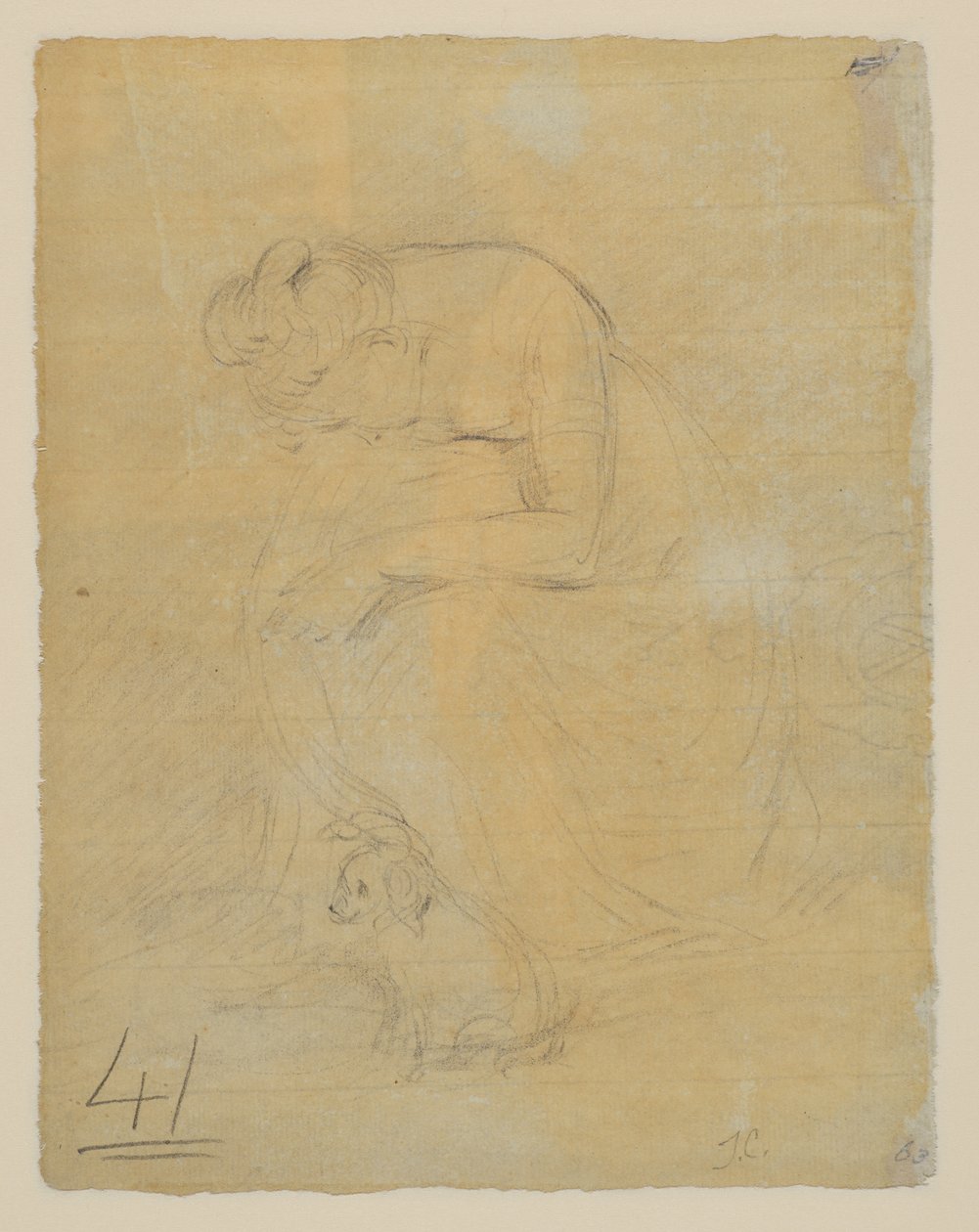 Nő ül, kutyával a lábánál, verso, 1806 körül alkotó: John Constable