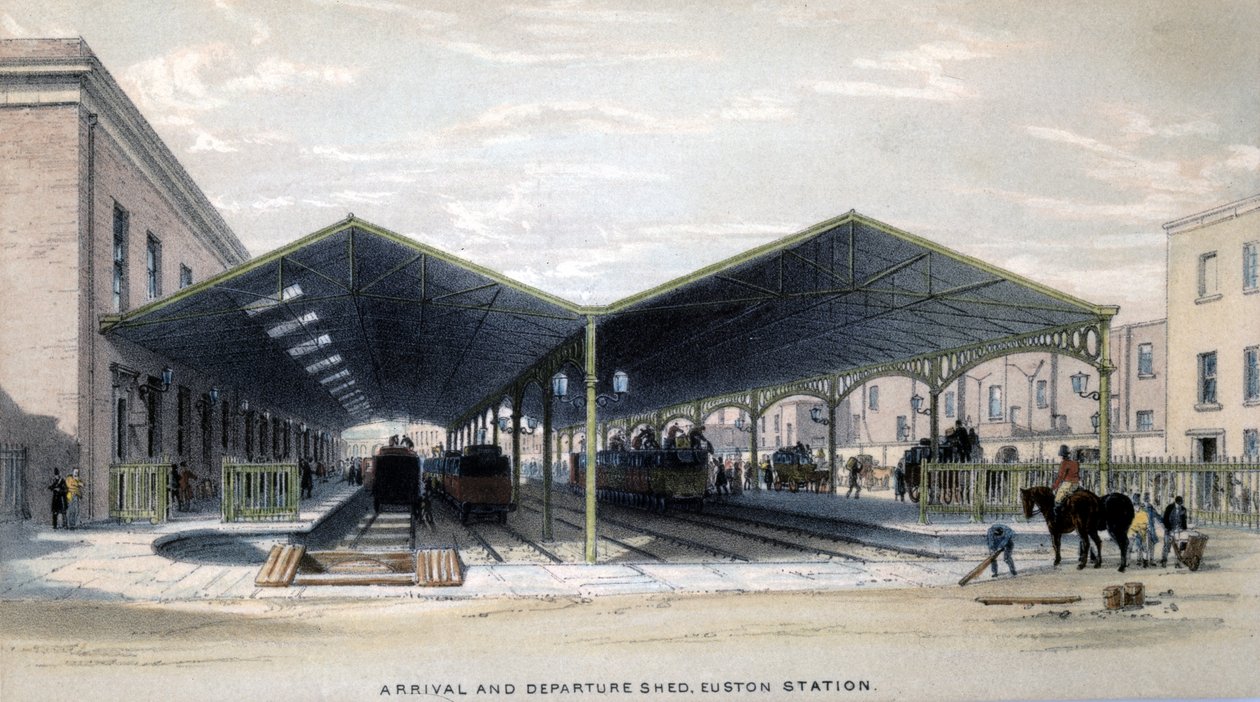 Érkezés és indulás Shed, London, 1839 alkotó: John Cooke Bourne
