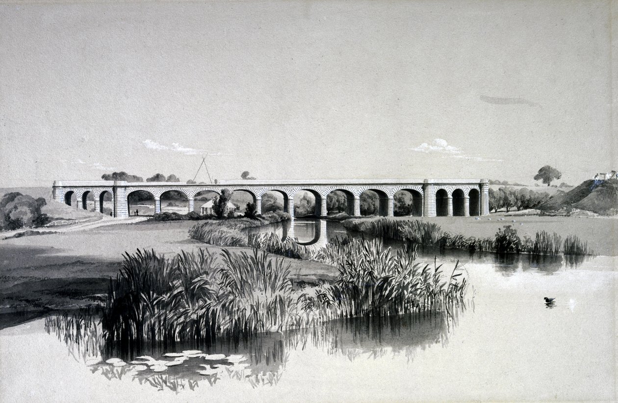 Avon Viaduct, Wolston, 1837. július 2. (toll, tinta és mosás papíron) alkotó: John Cooke Bourne