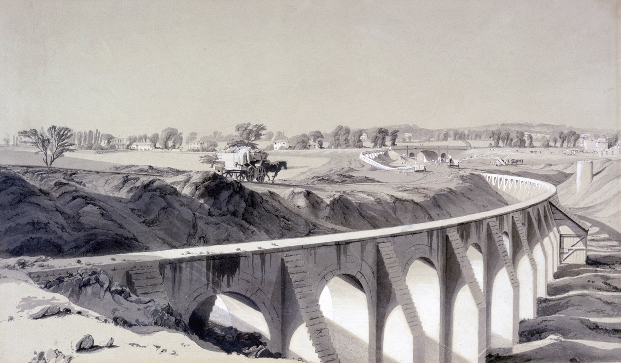 Boundary Wall, Camden Town pályaudvar, 1836. október 14. (toll és tinta, valamint papírra mosás) alkotó: John Cooke Bourne