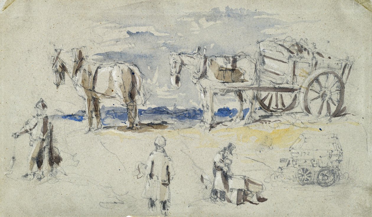 A londoni és birminghami vasút építése, 1835 körül (ceruza mosással papíron; összetett vázlat) alkotó: John Cooke Bourne