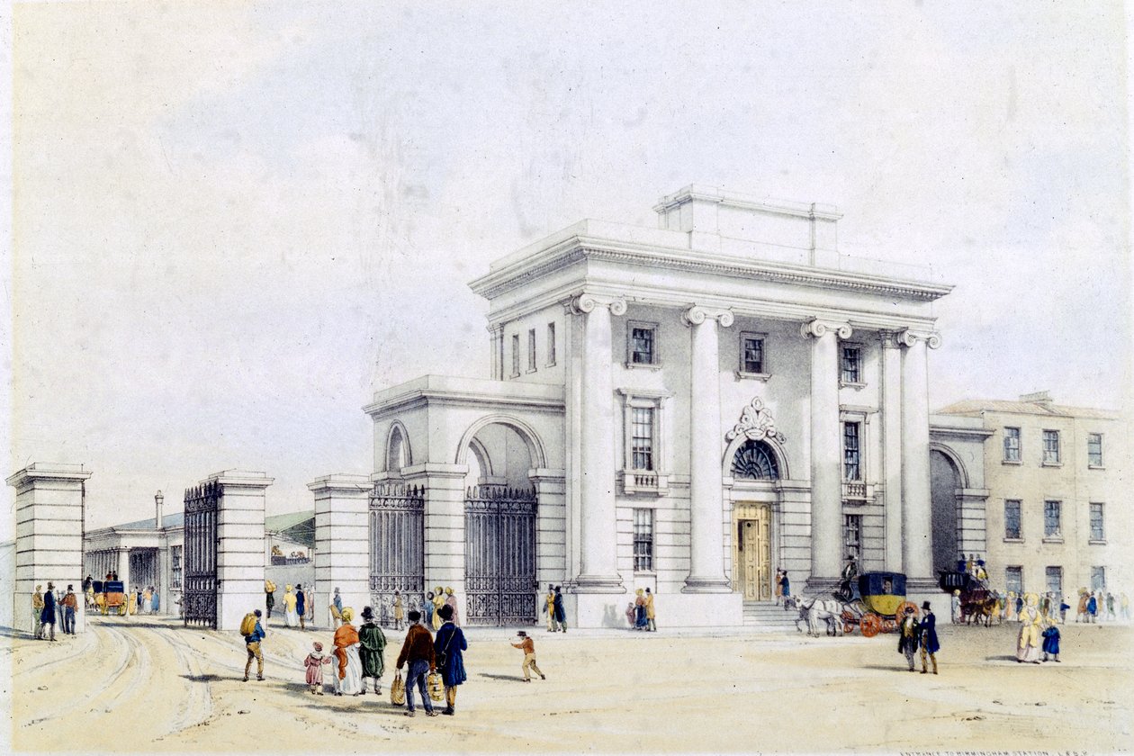 Birmingham állomás bejárata, 1838-39 alkotó: John Cooke Bourne