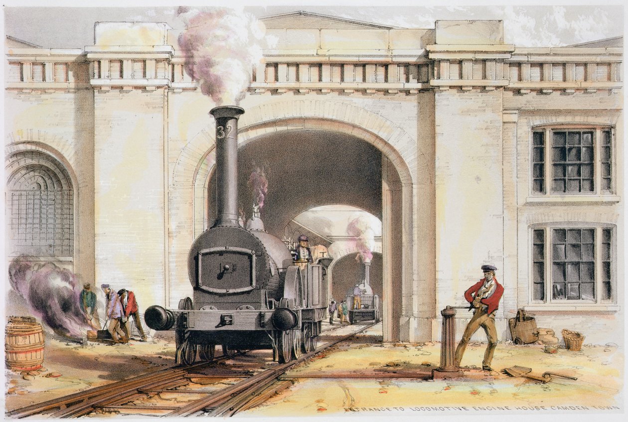 A mozdony gépházának bejárata, Camden Town, London, 1839 alkotó: John Cooke Bourne