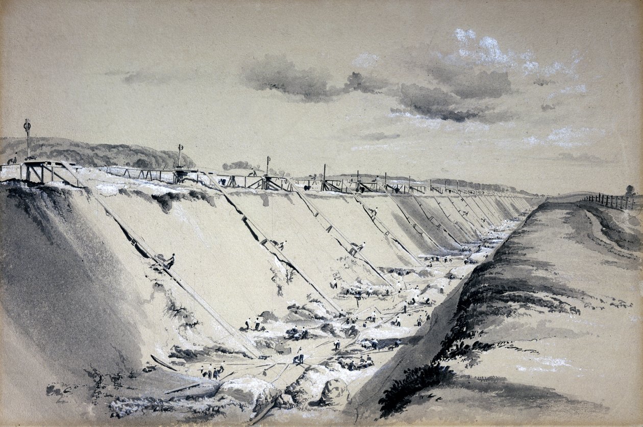 Horse-Runs at Tring Cutting, Hertfordshire, 1837. június 19. (toll és tinta és mosás papíron) alkotó: John Cooke Bourne
