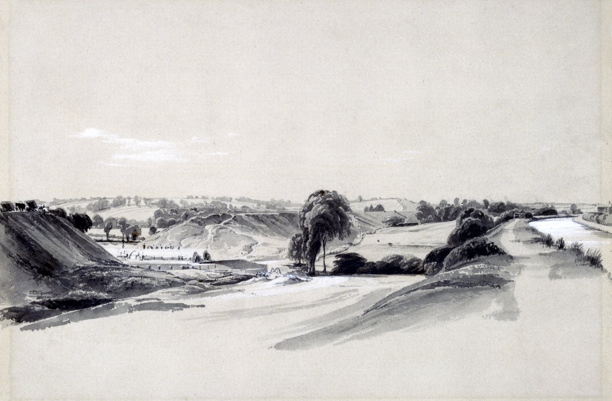 Készítés és töltés, Bugbrooke, 1837. július 10. (toll, tinta és mosás papíron) alkotó: John Cooke Bourne