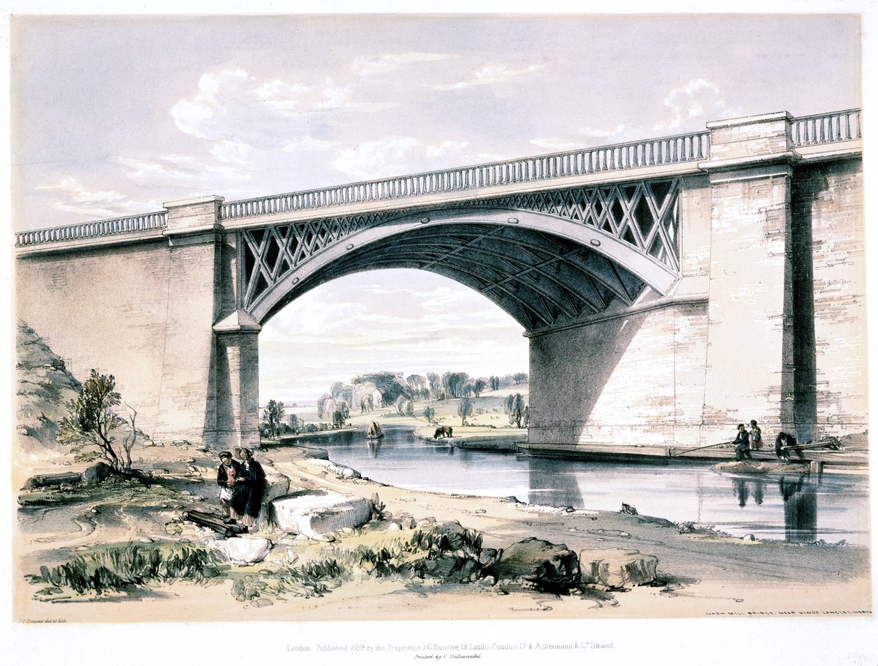 Nash Mill Bridge, Kings Langley közelében, Hertfordshire, 1839 alkotó: John Cooke Bourne