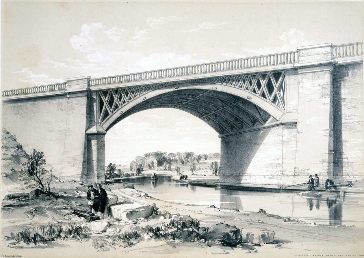 Nash Mill Bridge, Kings Langley közelében, Hertfordshire, 1839 alkotó: John Cooke Bourne