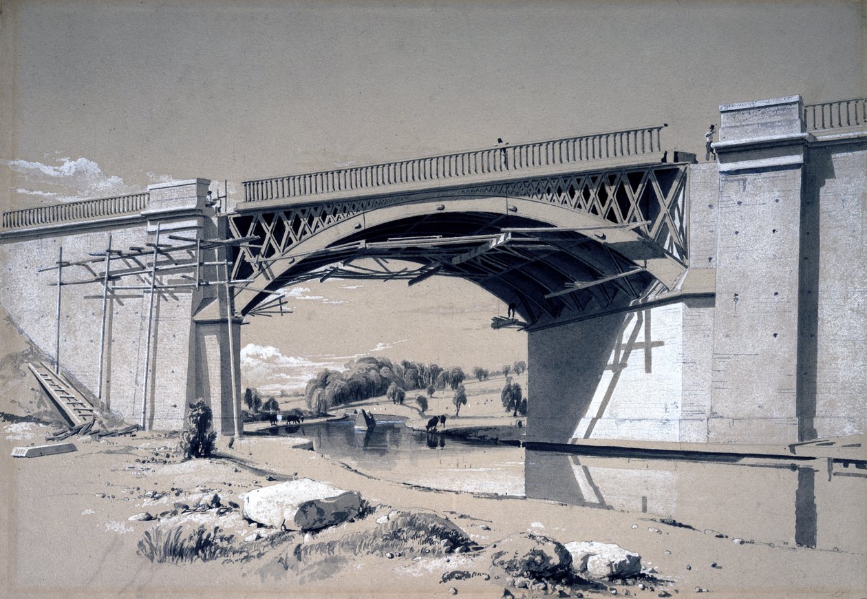 Nash Mills Bridge, Kings Langley, Hertfordshire, 1837. június 10. (toll és tinta, valamint papírra mosás) alkotó: John Cooke Bourne