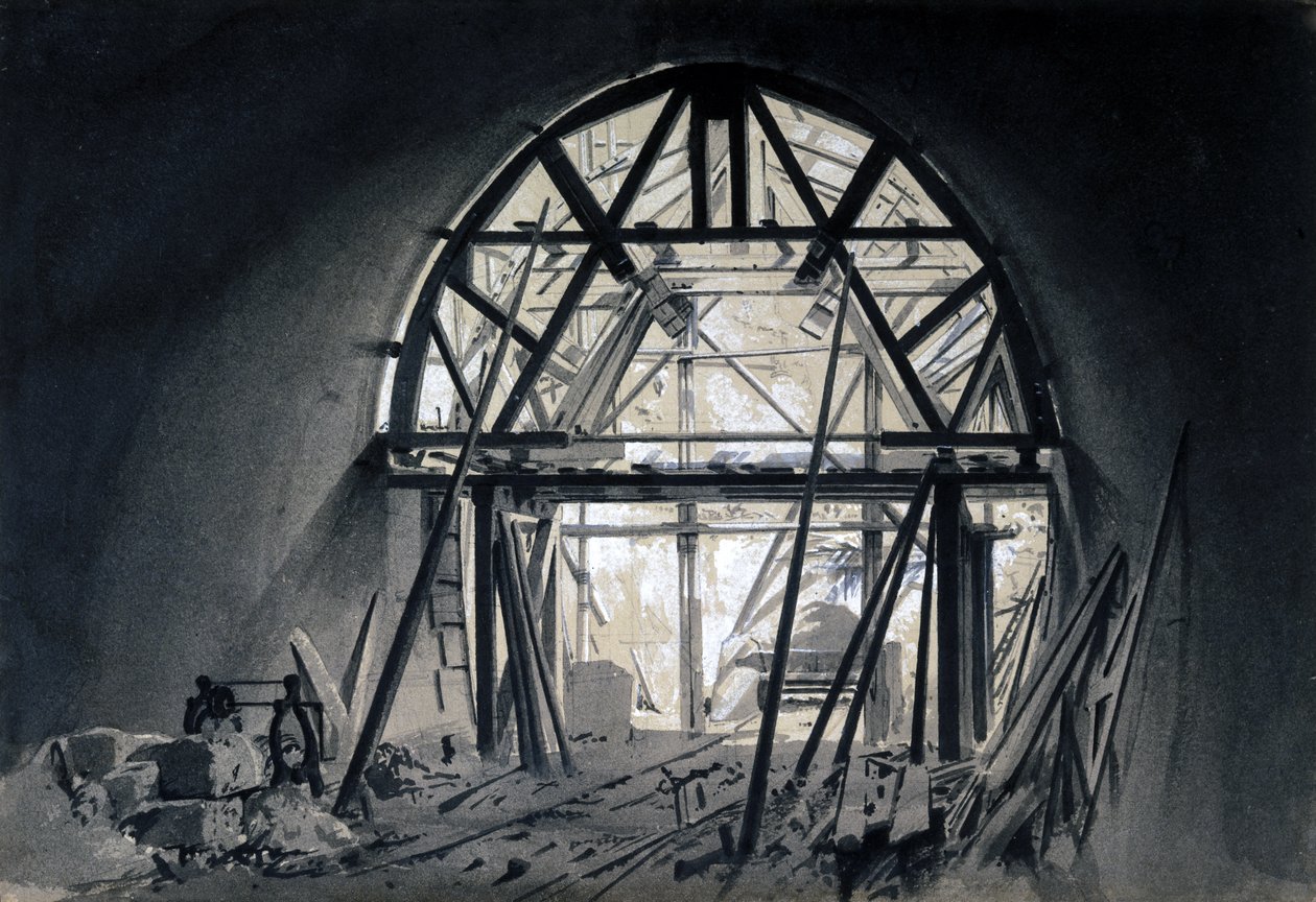 North Church Tunnel, 1837. június 17. (toll és tinta és mosás papíron) alkotó: John Cooke Bourne