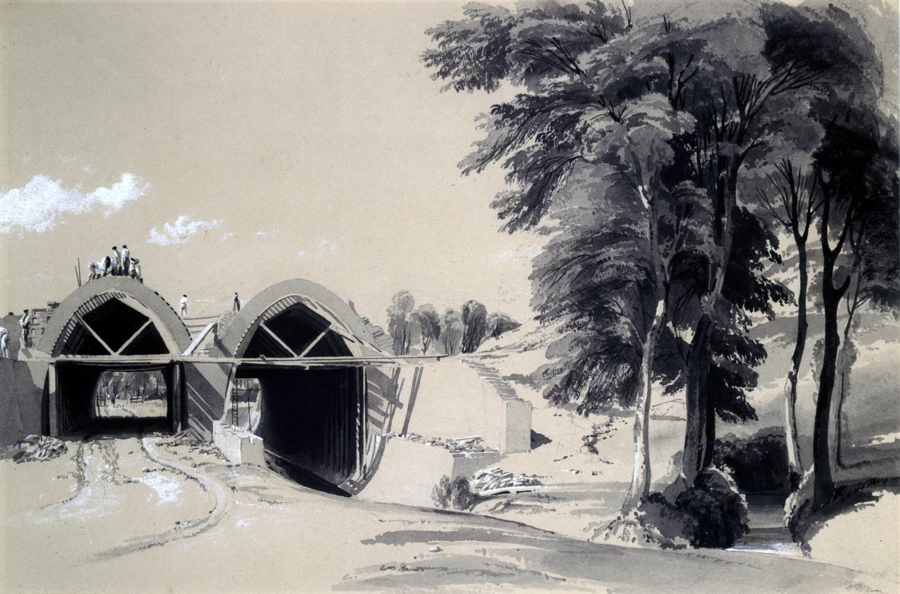 Occupation Bridge, Bugbrooke, Northamptonshire, 1837. július 9. (toll, tinta és mosás papíron) alkotó: John Cooke Bourne