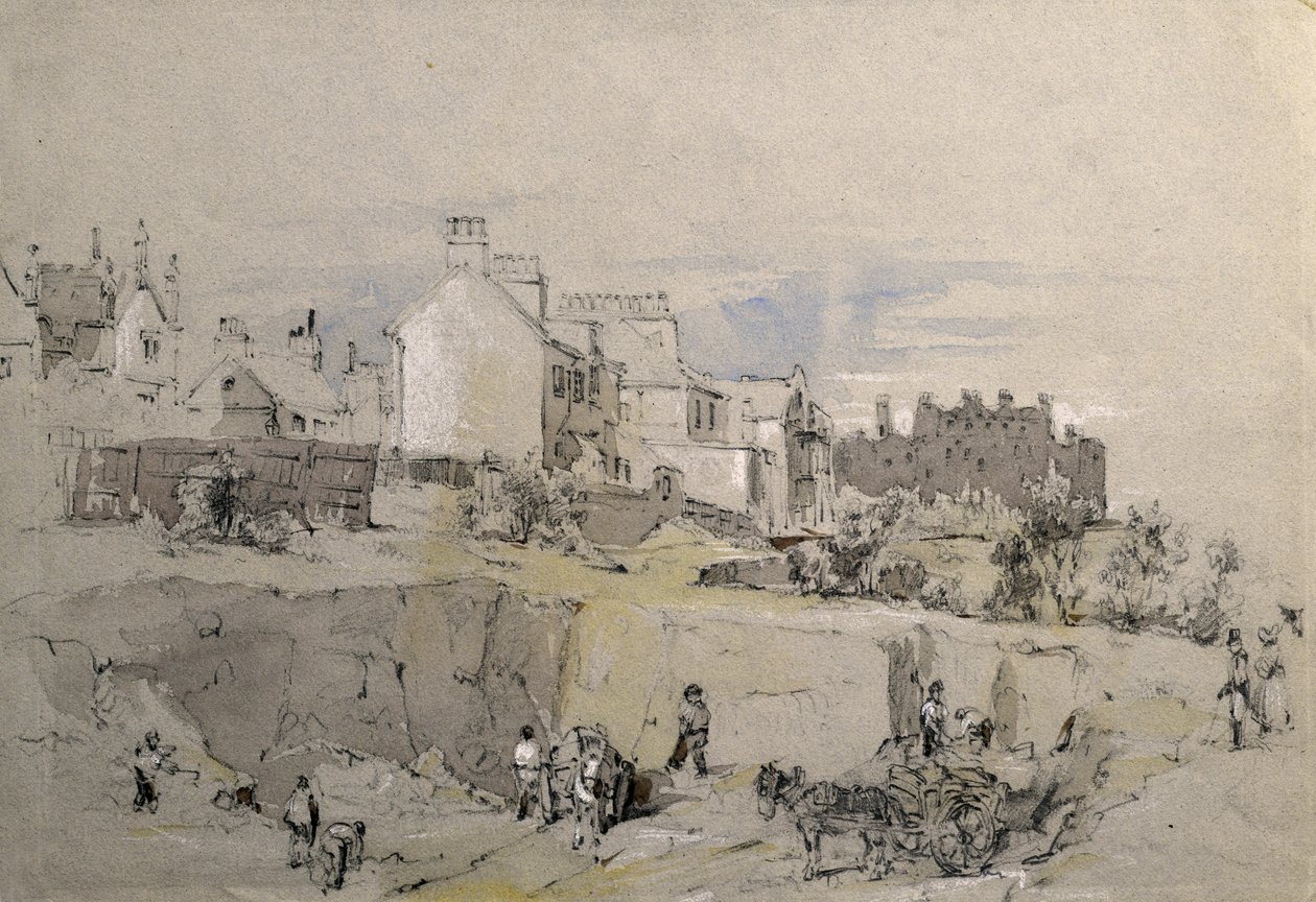 Park Street, Camden Town, 1836-39 körül (ceruzarajz) alkotó: John Cooke Bourne