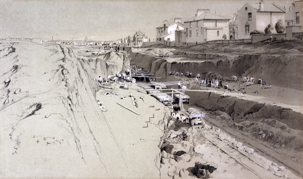 Park Village, 1836. augusztus 26. (toll, tinta és mosás papíron) alkotó: John Cooke Bourne