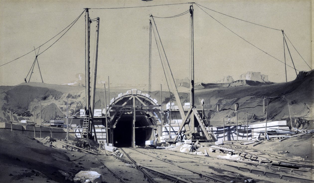Primrose Hill Tunnel, 1837. április (toll, tinta és mosás papíron) alkotó: John Cooke Bourne