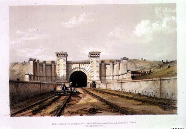 Primrose Hill Tunnel, metszett a művész alkotó: John Cooke Bourne