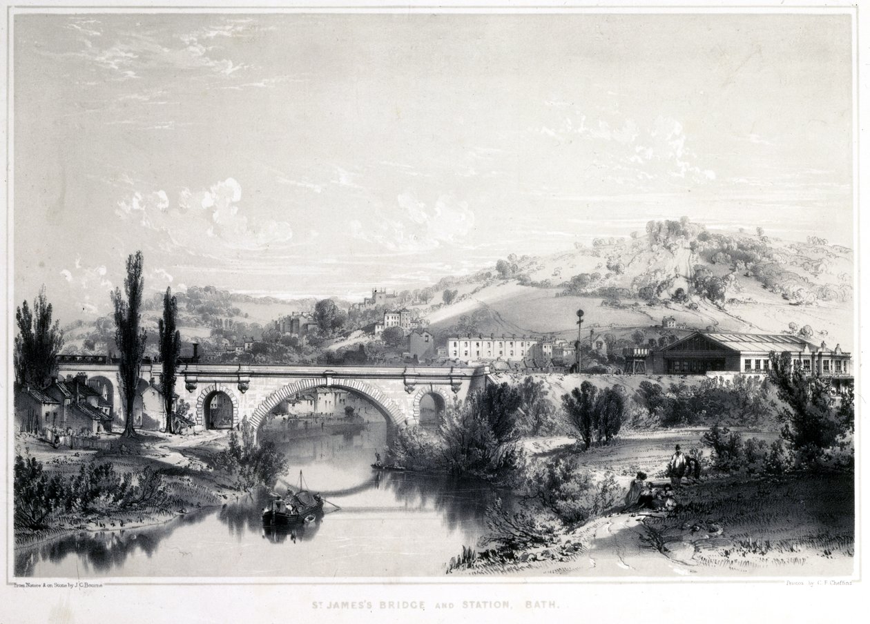 St. Jamess Bridge and Station, Bath, 1846 alkotó: John Cooke Bourne