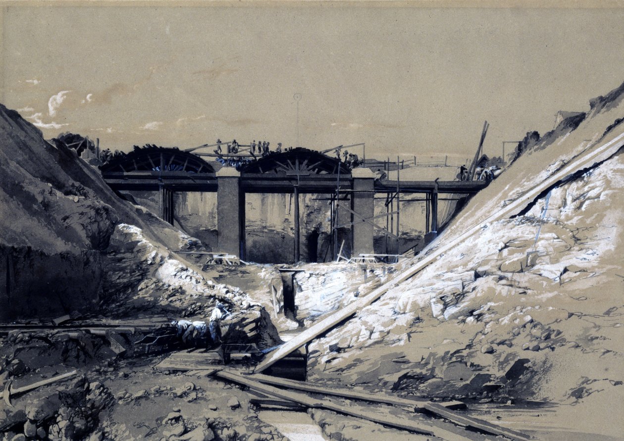 Tring Cutting, Hertfordshire, 1838 (toll és tinta, mosás papíron) alkotó: John Cooke Bourne