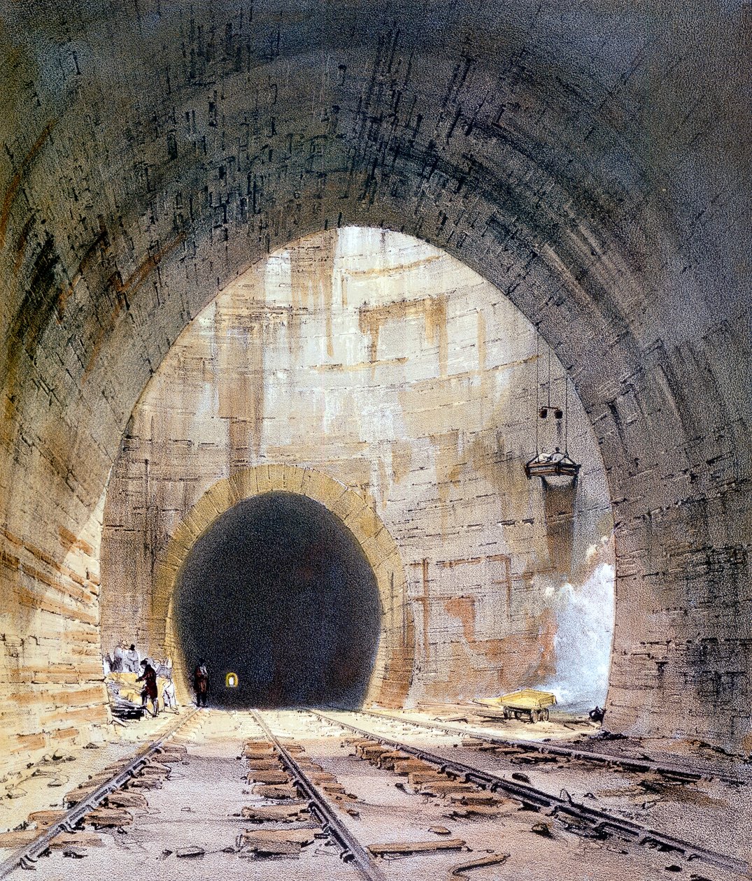 Szellőzőakna Kilsby Tunnelben, Northamptonshire, London & Birmingham Railway, 1839 alkotó: John Cooke Bourne