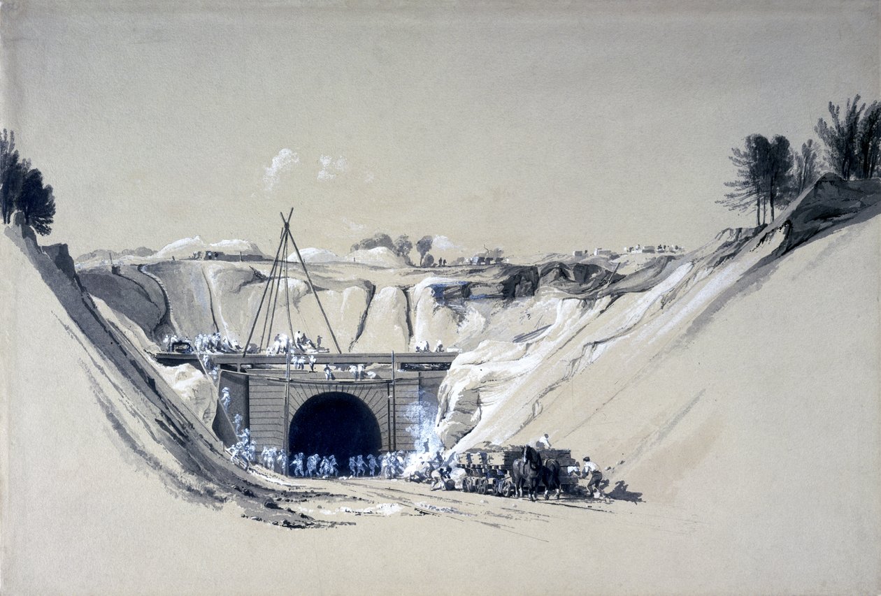 Watford Tunnel, Hertfordshire, 1837. június 6. (toll és tinta és mosás papíron) alkotó: John Cooke Bourne