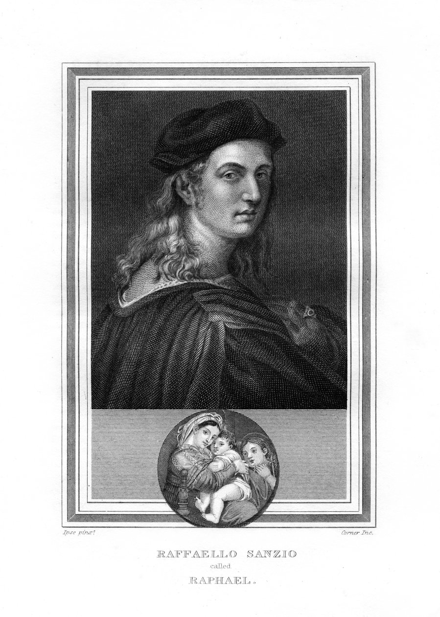 Raphael vagy Raffaello, festőmester és a firenzei iskola építésze, 1825. alkotó: John Corner