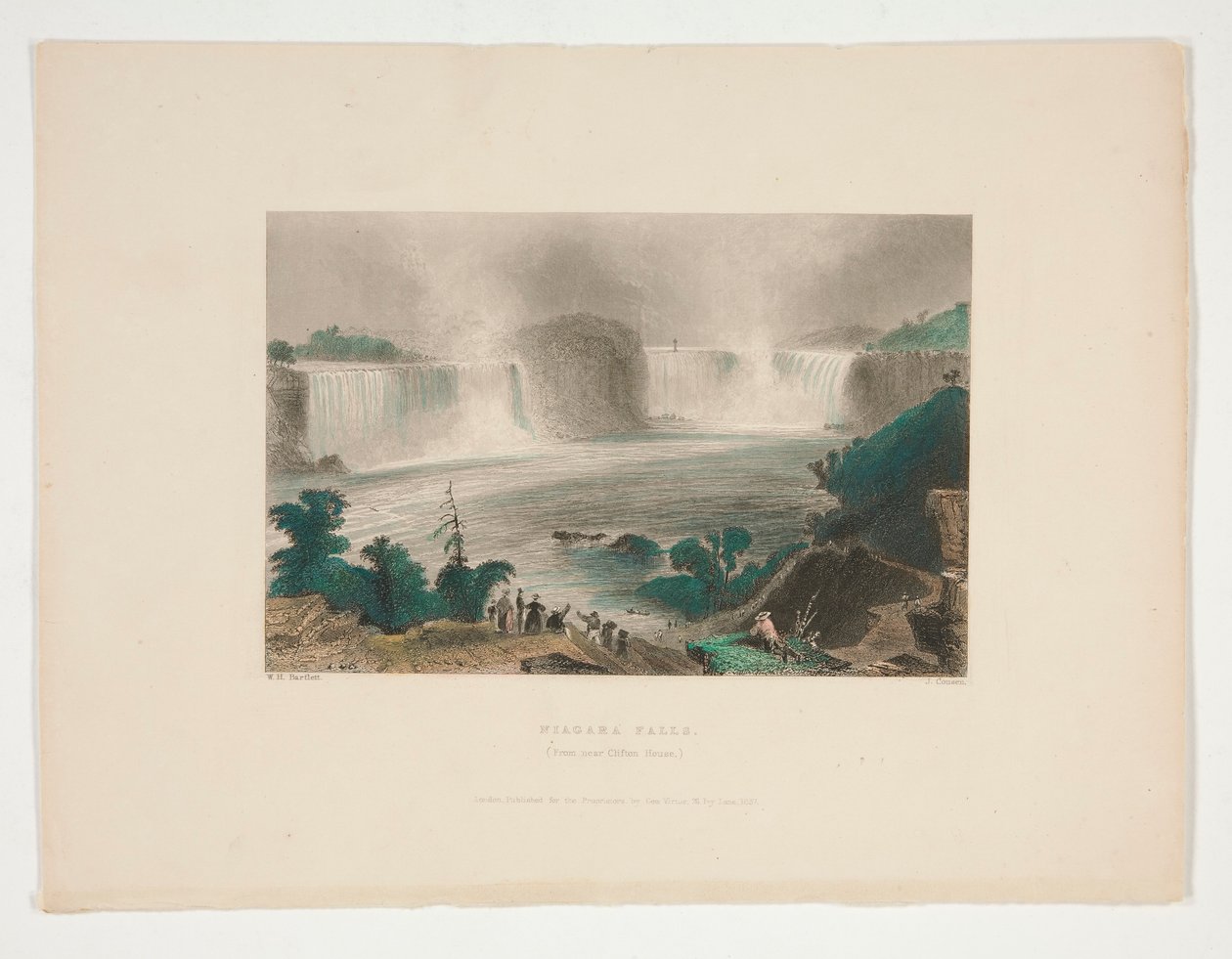 Niagara-vízesés (a Clifton House közeléből), Nathaniel Parker Willis illusztrációja alkotó: John Cousen