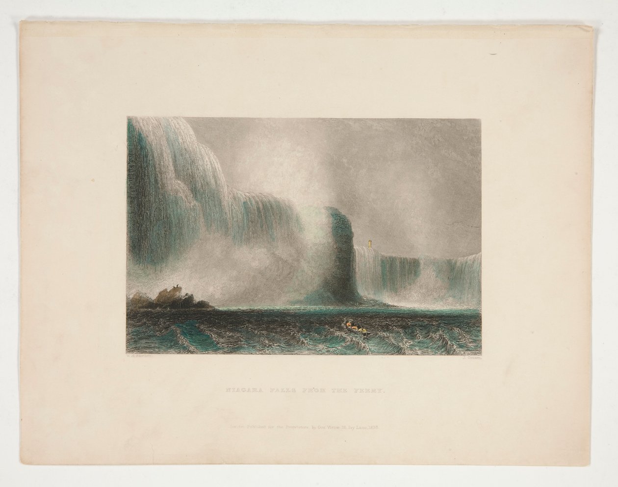 Niagara-vízesés a kompról, Nathaniel Parker Willis illusztrációja alkotó: John Cousen