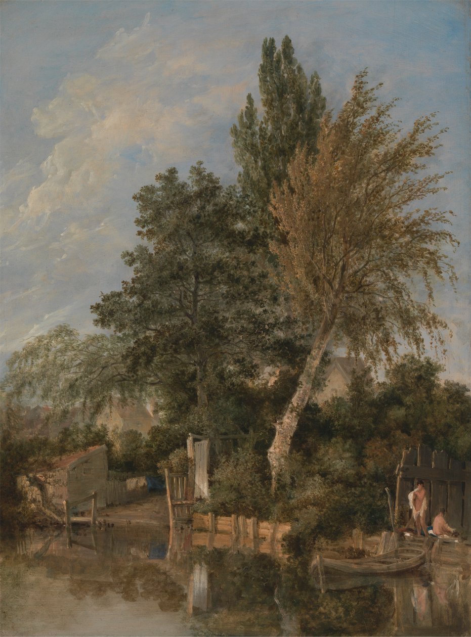 Fiúk fürdőznek a Wensum folyón, Norwich alkotó: John Crome