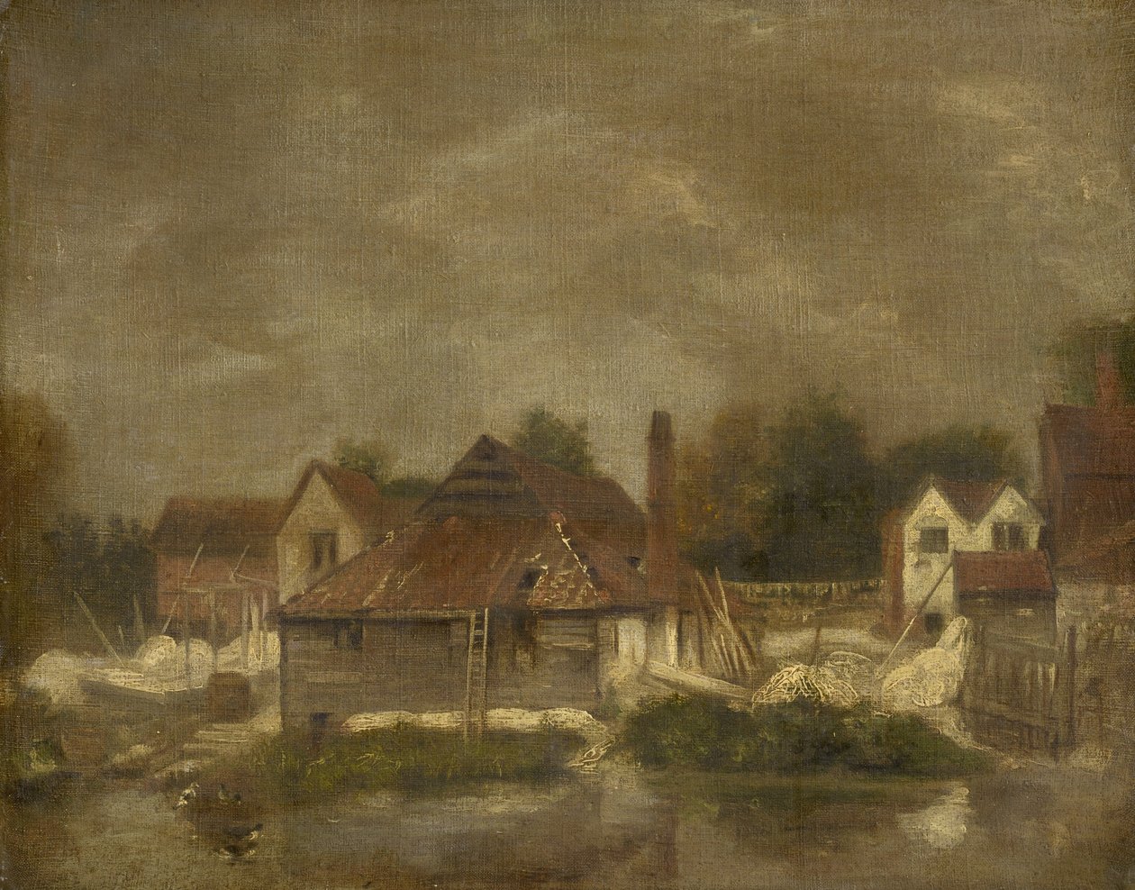 Istállók és régi házak a Yare-n, 1803 körül alkotó: John Crome